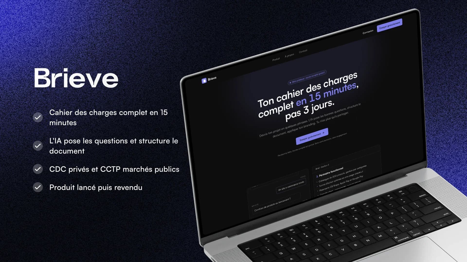 Brieve - Cahiers des charges par IA, screenshot