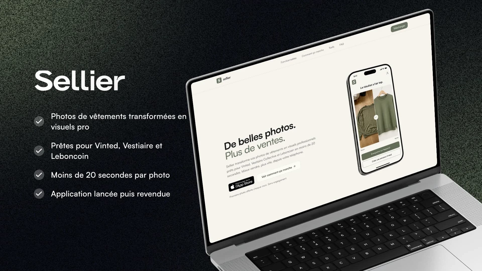 Sellier - Photos de vêtements par IA, screenshot