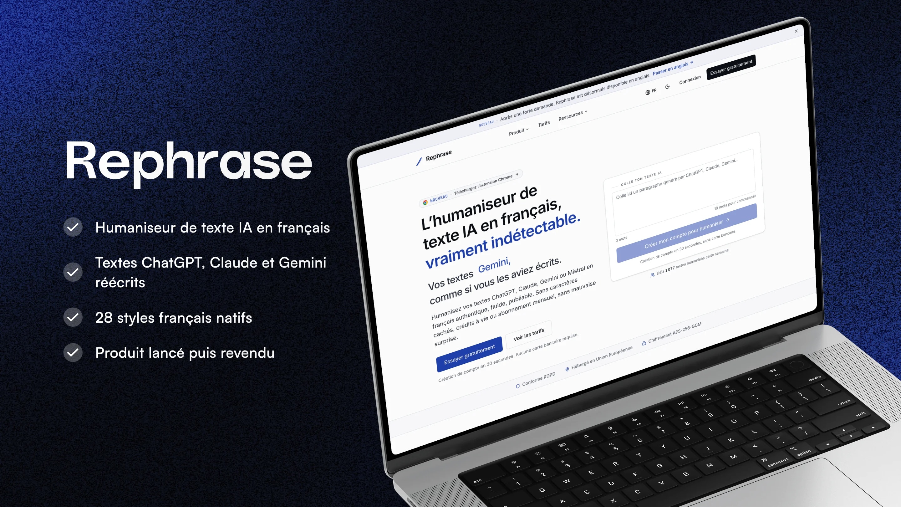 Rephrase - Humaniseur de texte IA