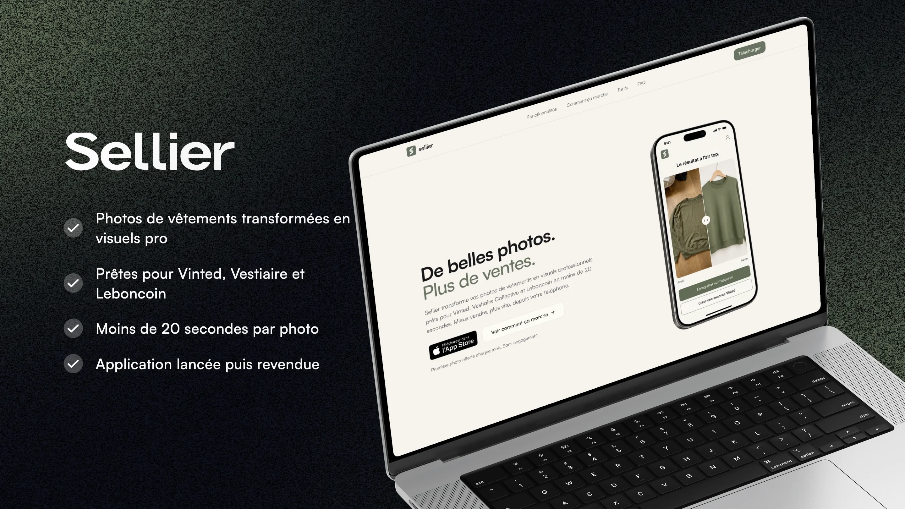 Sellier - Photos de vêtements par IA